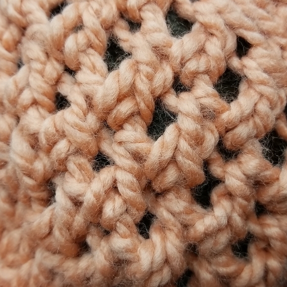 Chunky Crochet Slouchy Boho Beanie w/ Pom Coral Pink Hat - Winter Fall Spring - Picture 7 of 12